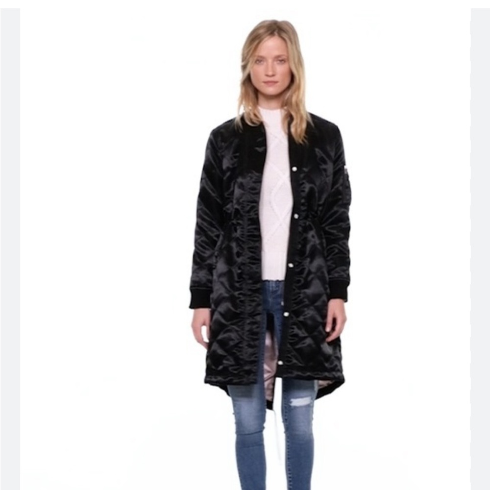 Gap Long Bomber Quilted XS | Long Jacket Woman Black